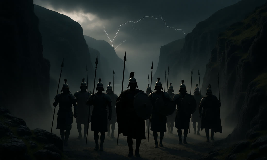 Shot 34 · Leonidas Holds the Razor Pass
