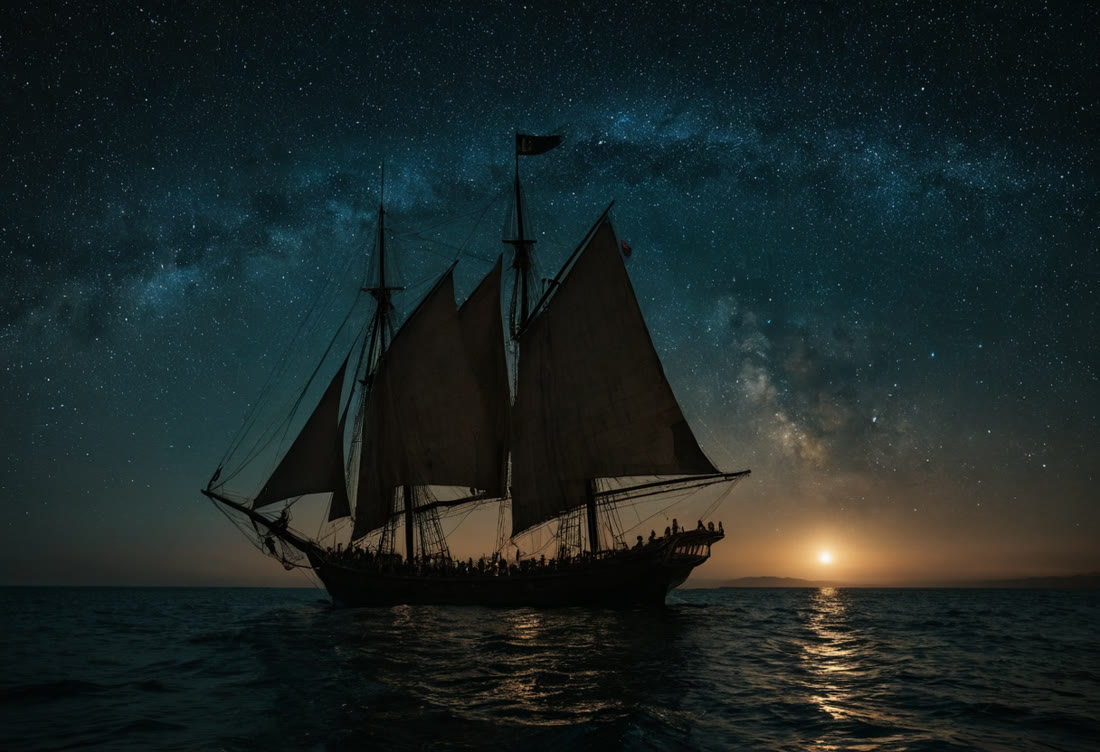Schauplatz: phönizisches Schiff bei Nacht