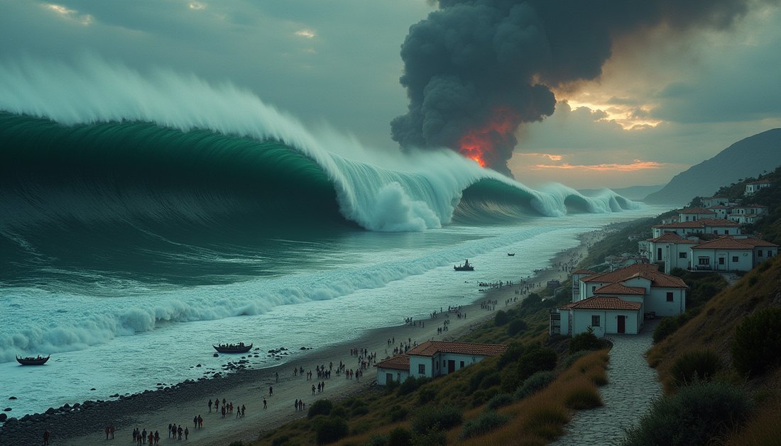 Konzept: der Mega-Tsunami über Kition