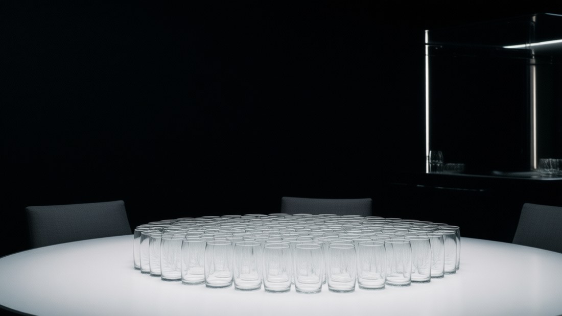 Die Lounge, unber&uuml;hrte Kristallgl&auml;ser