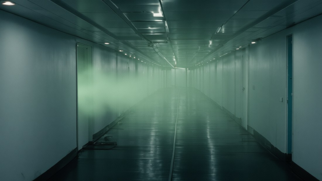 Gr&uuml;nlich flirrender Nebel steigt auf
