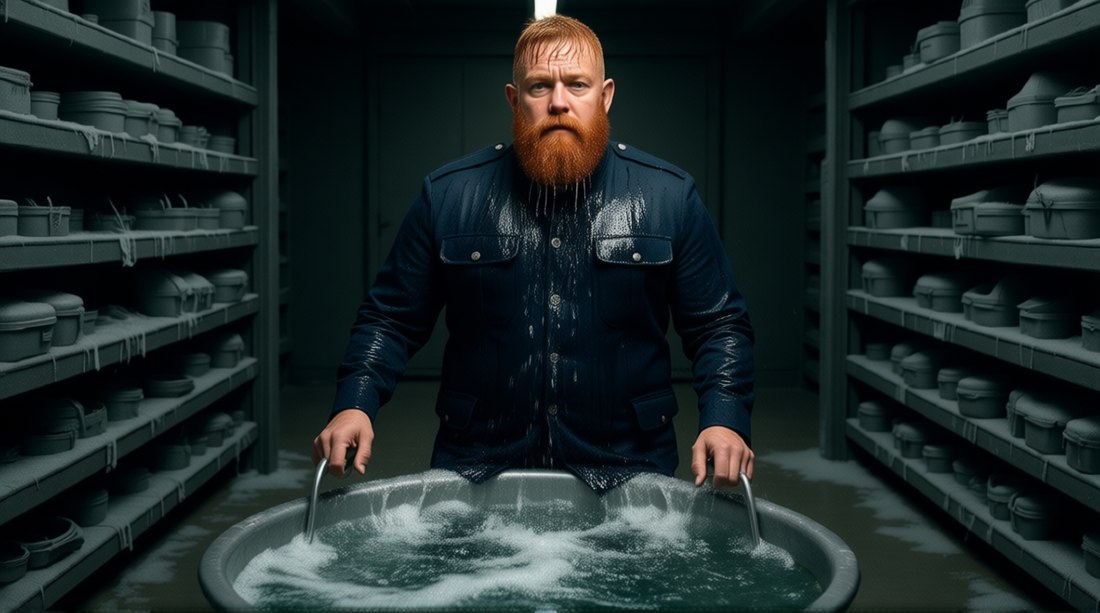 S108 &mdash; Er sitzt in einem Kessel mit kaltem Wasser