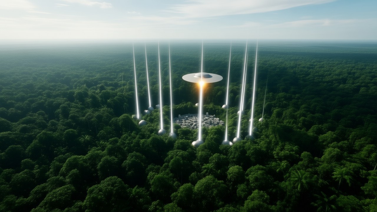 Die Abwehrforts feuern auf die Space-Jet