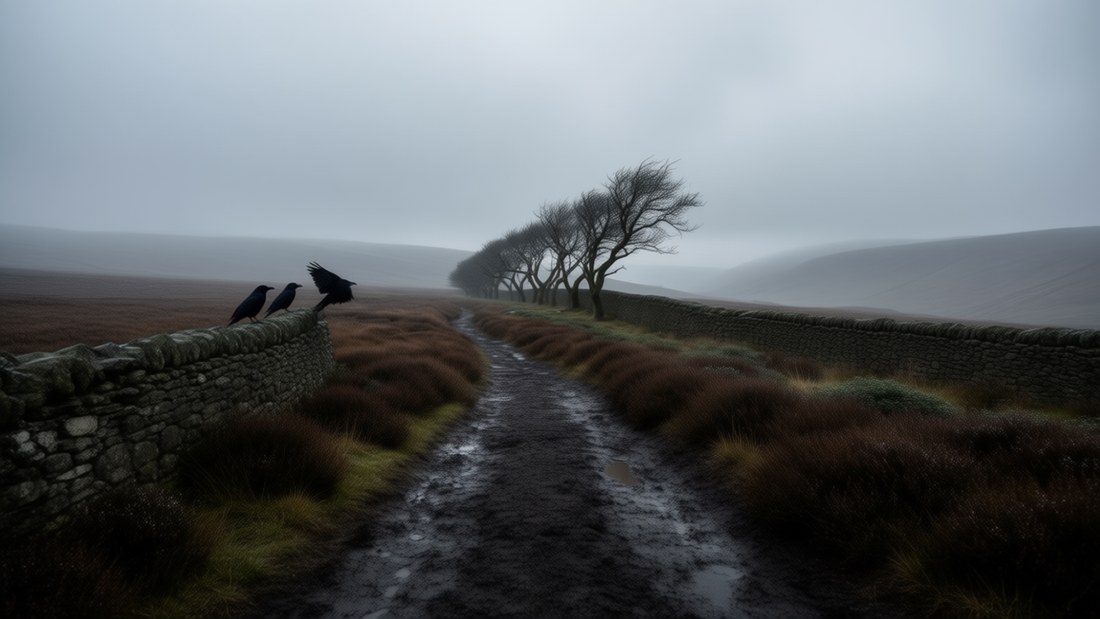Intro - Titelkarte &middot; Nordengland, Moor im Nebel