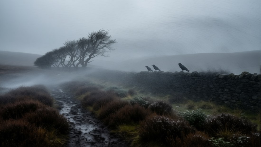 Strophe 1 - Riocar weckt ihn, der schwarze Turm &middot; Nordengland, Moor im Nebel