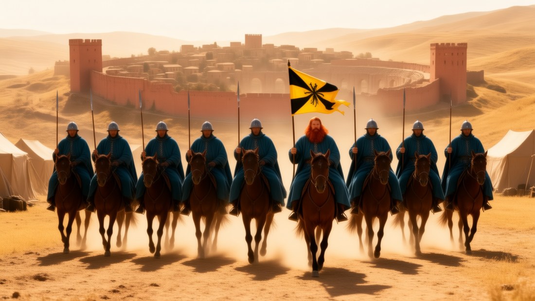 Break und Strophe 3 &ndash; Papst, Syrien, Rom, Poitiers, Kreuzzug &middot; Heerlager vor der alten Stadt