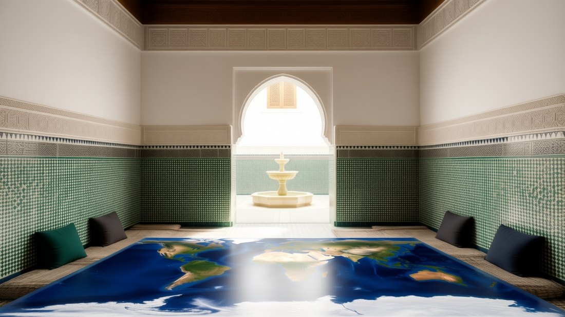 K063 &mdash; Br&uuml;cke &ndash; Fes und Ibn Battuta: &bdquo;world and give him the world on a scroll he traces every roa&ldquo;