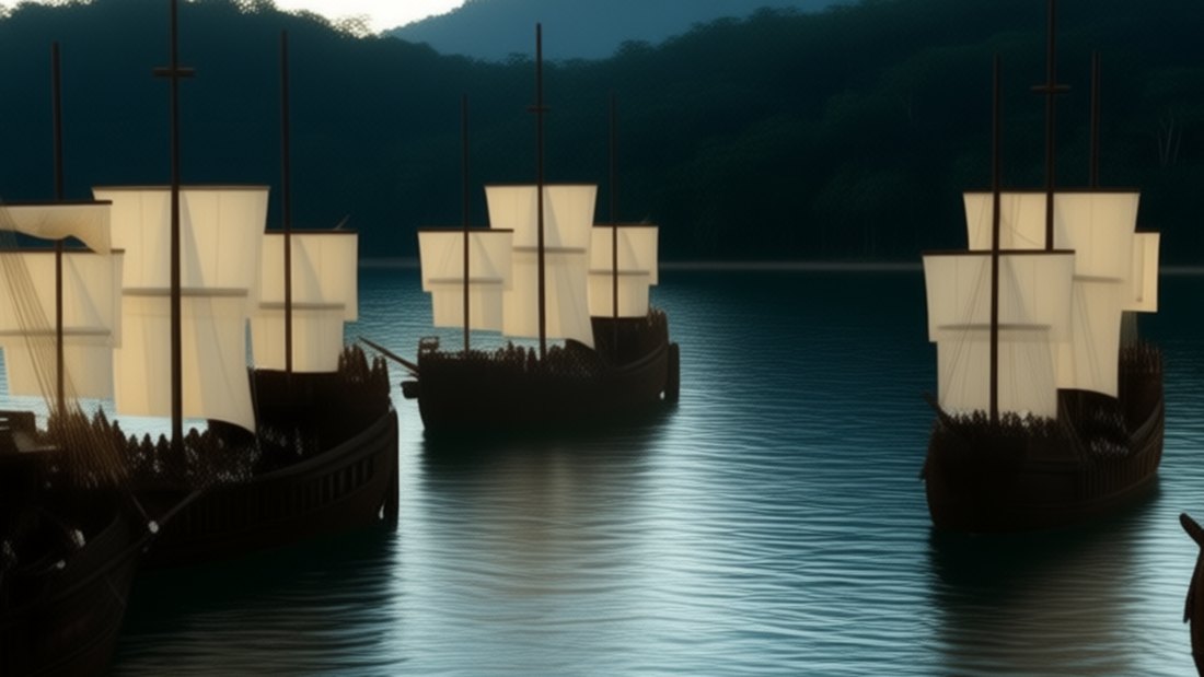 K017 &mdash; Strophe 1 &ndash; Sturm, Bucht, heimlich an Bord: &bdquo;Five ships come in, at night I climb aboard his flagship alo&ldquo;