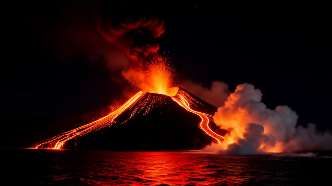 K038 &mdash; Strophe 3 &ndash; Mauki, Vulkan, CONCEPCION: &bdquo;Then the mountain splits and the sea begins to boil&ldquo;