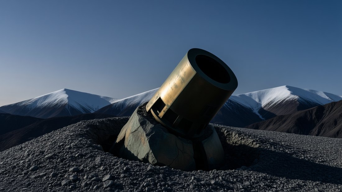 K016 &mdash; Strophe 1 &ndash; Gesch&uuml;tz, Boot, Festung, Wasser: &bdquo;Climbs from a mountain when the earth splits&ldquo;